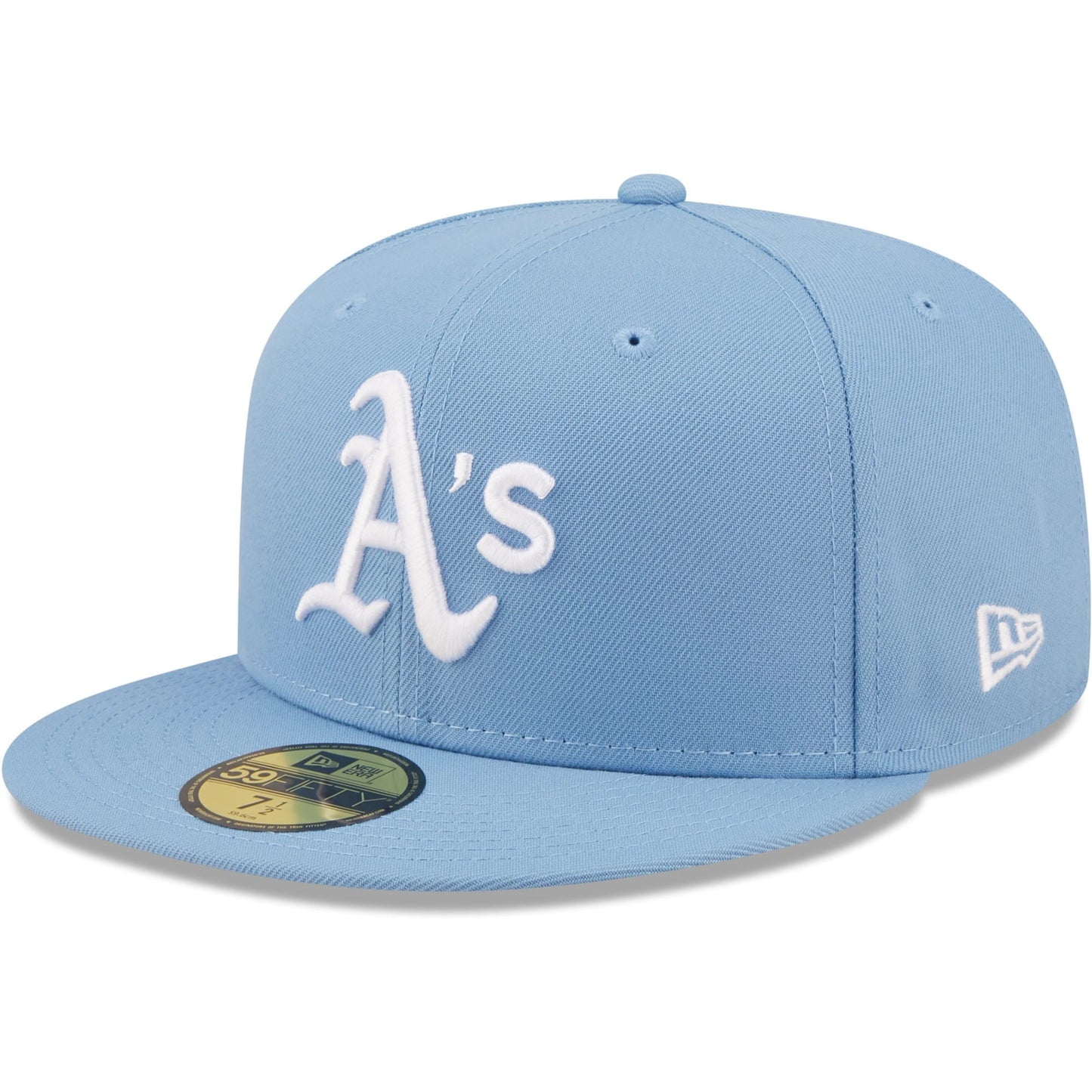 Mens New Era Sky Blue Oakland Athletics Logo White 59FIFTY Fitted Hat