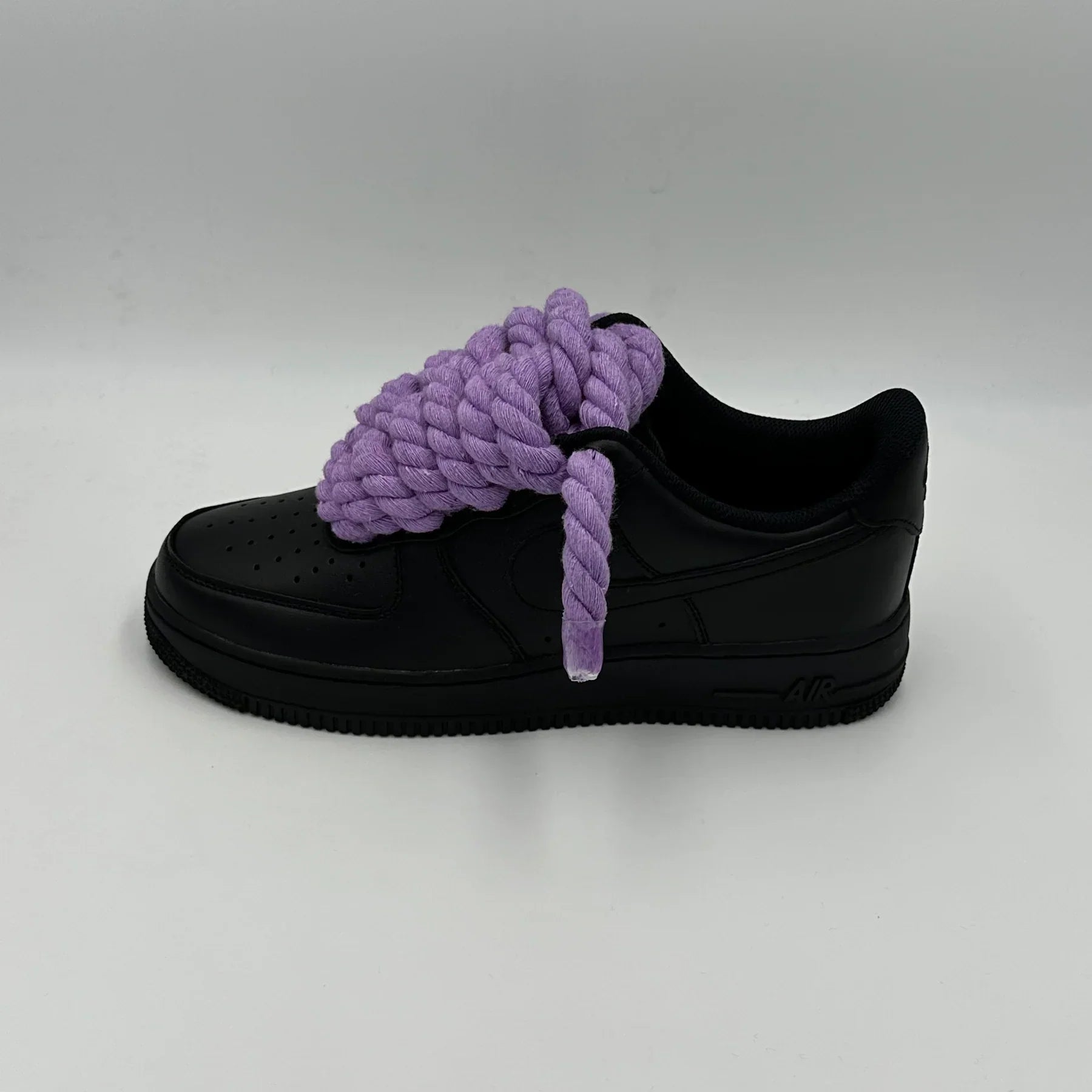 Nike Air Force 1 Black “Rope Laces Purple” - Dripflix