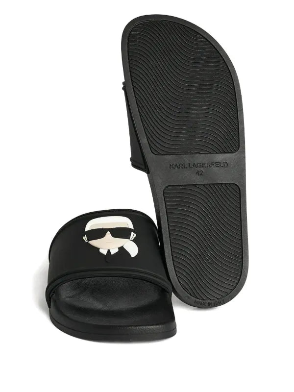 Karl Lagerfeld logo-embossed slides