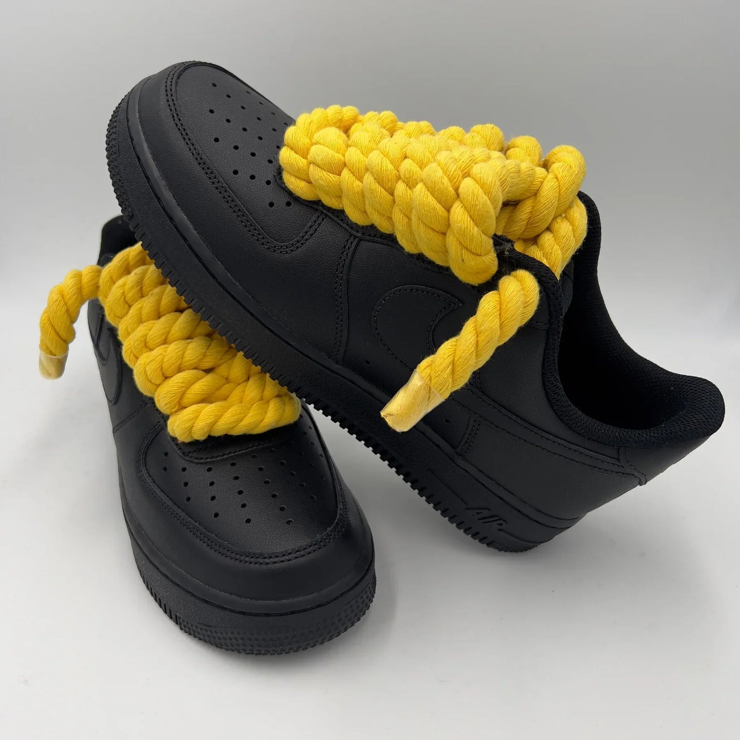 Nike Air Force 1 Black “Rope Laces Yellow” - Dripflix
