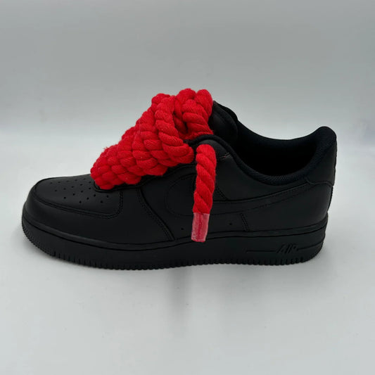 Nike Air Force 1 Black “Rope Laces Red” - Dripflix