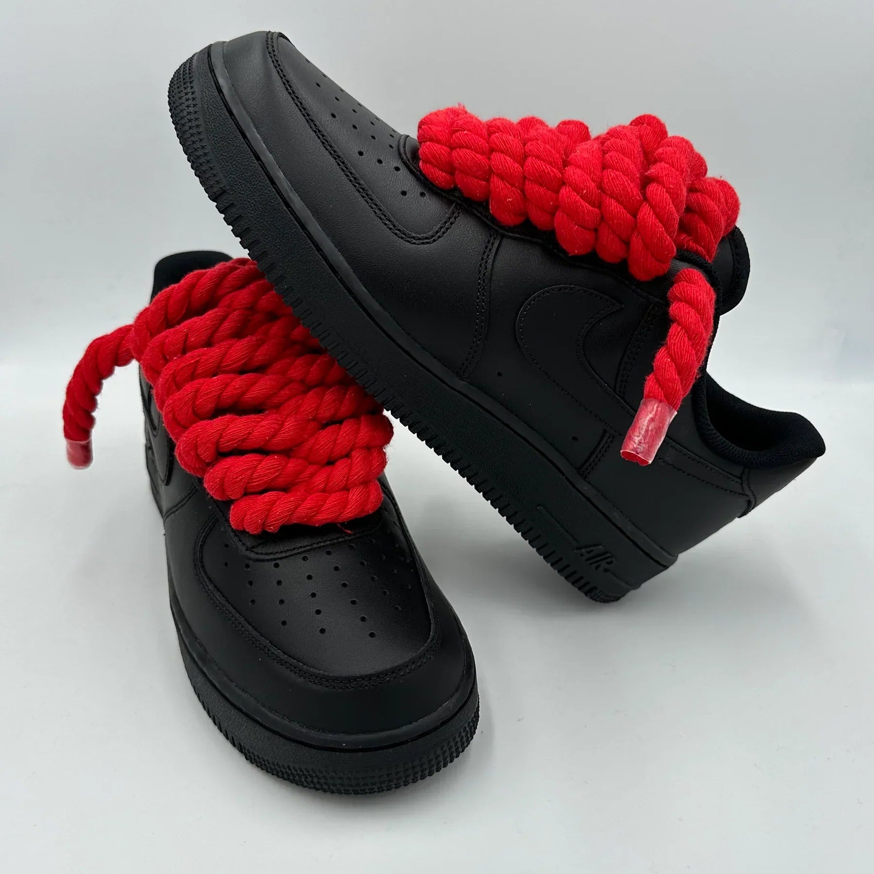 Nike Air Force 1 Black “Rope Laces Red” - Dripflix