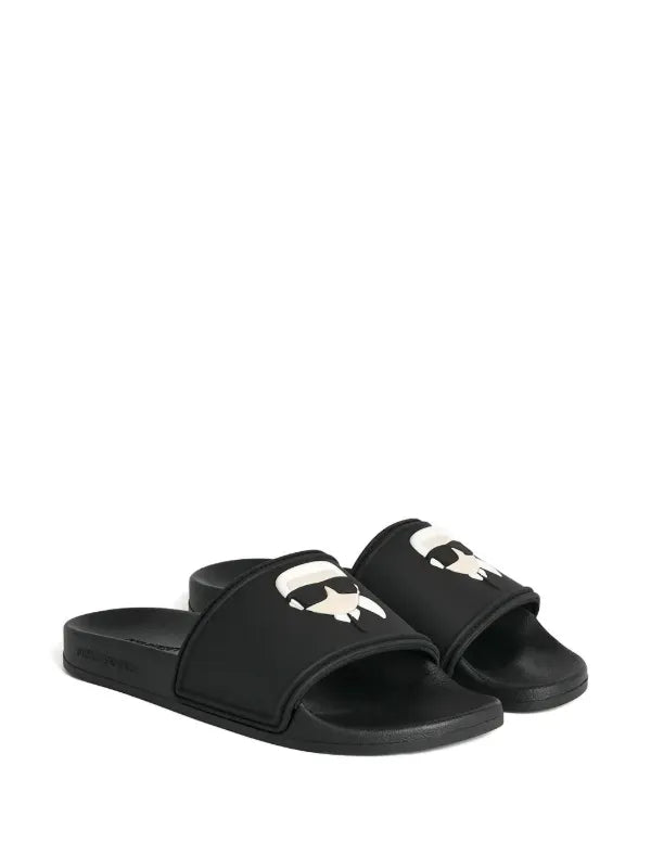 Karl Lagerfeld logo-embossed slides