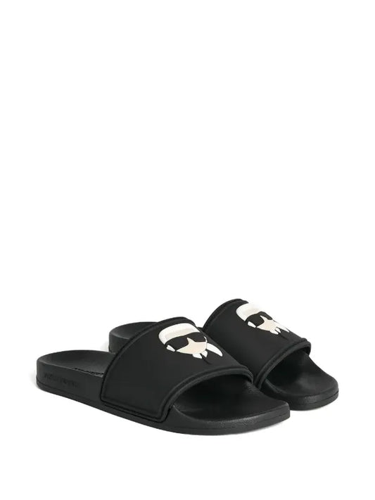 Karl Lagerfeld logo-embossed slides