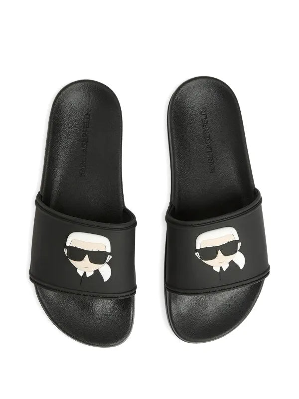 Karl Lagerfeld logo-embossed slides