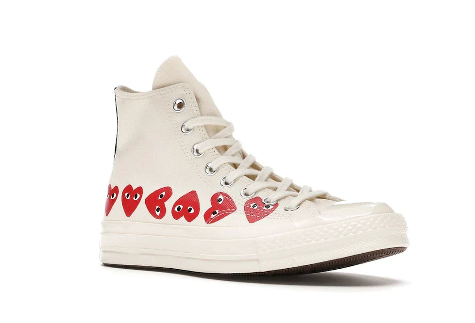 Converse Chuck Taylor All-Star 70 Hi Comme des Garcons Play Multi-Heart White - Dripflix
