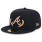 New Era Navy Atlanta Braves Gold Leaf 59FIFTY Fitted Hat - Dripflix