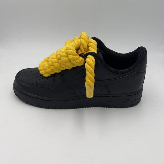 Nike Air Force 1 Black “Rope Laces Yellow” - Dripflix